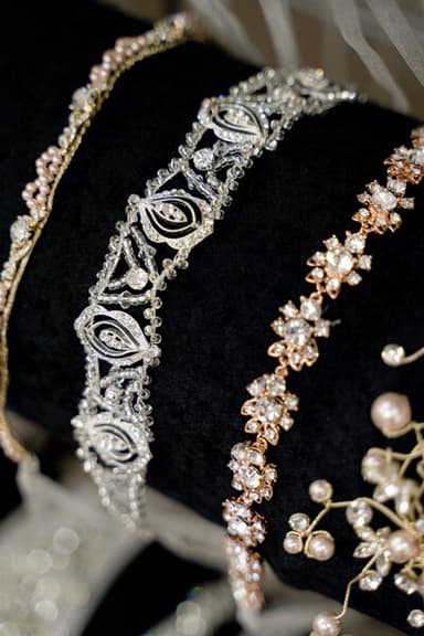 Bride trying on dress